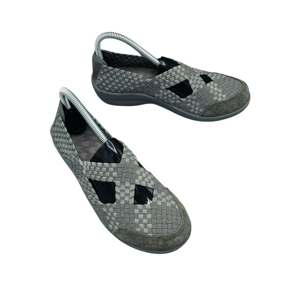 Skechers Weave Criss Cross Comfort Shoes Gray Size 6.5 Women Closed Toe Slip On - Picture 2 of 8